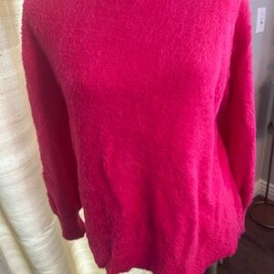 Chico's Pink Cowl Neck Sweater with Fuzzy Texture